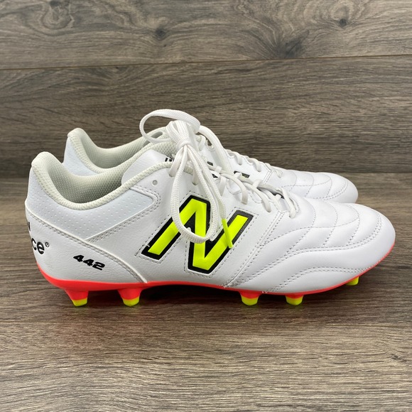 New Balance 442 Team Mens Soccer Cleats White Neon Yellow Red Size 8 US M - Picture 2 of 10